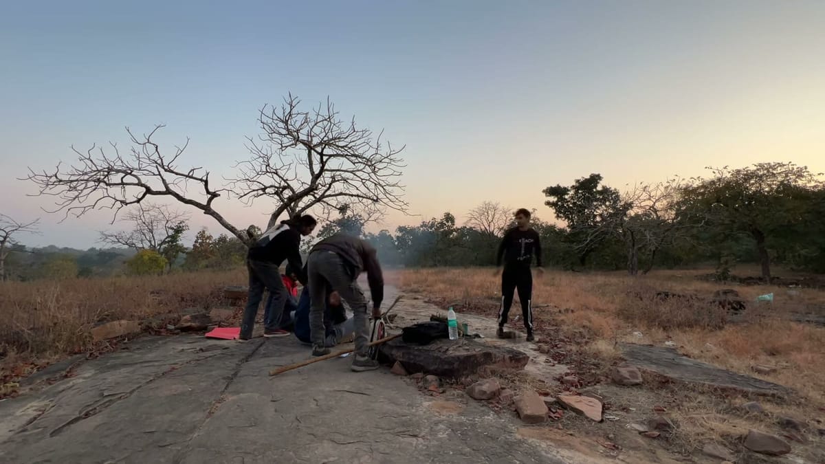 setting up before dark